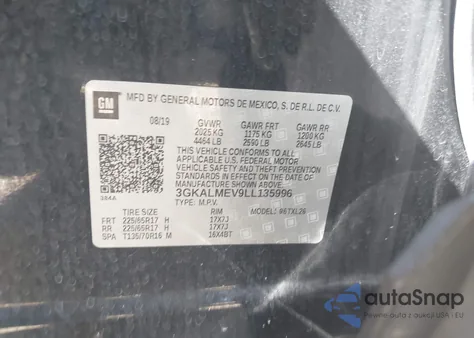 2020 GMC Terrain Fwd Sle из США, поврежденный, VIN 3GKALMEV9LL135996